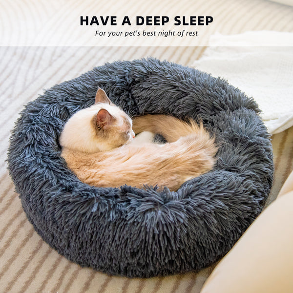 Pet Beds For Cats Anti Anxiety Fluffy Dog Bed Cuddler With Anti-Slip & Water-Resistant Bottom Washable Calming Dog Bed For Small Medium Pets