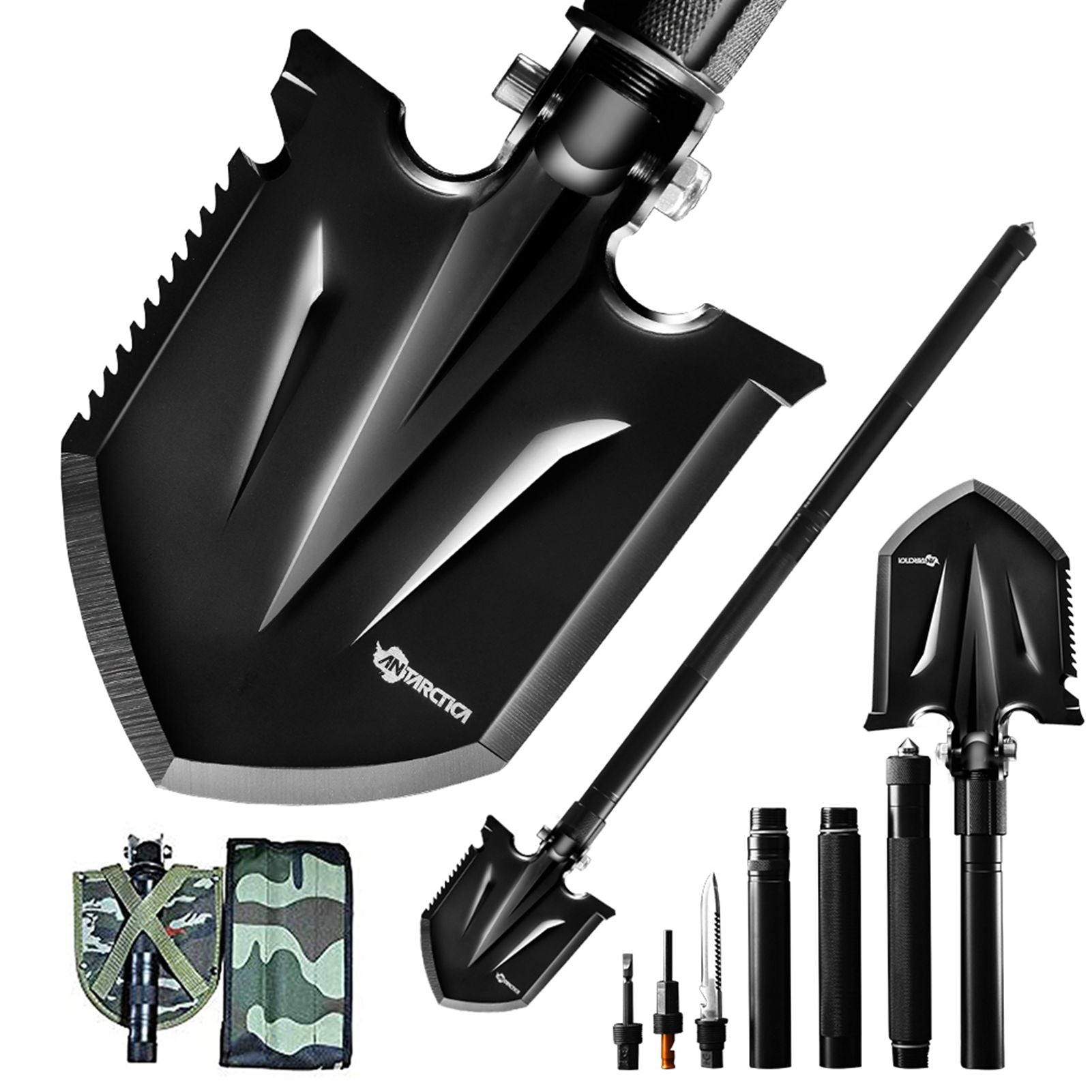Folding Survival Shovel Camping Multitool Compact Tactical Entrenching Tool