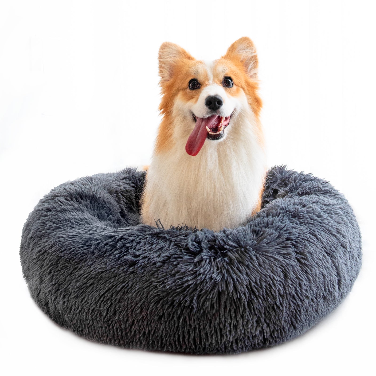Pet Beds For Cats Anti Anxiety Fluffy Dog Bed Cuddler With Anti-Slip & Water-Resistant Bottom Washable Calming Dog Bed For Small Medium Pets