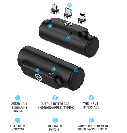 Magnetic Power Bank 3000 MAh Is Suitable For Apple Mobile Power Mini Portable 18650 Charging