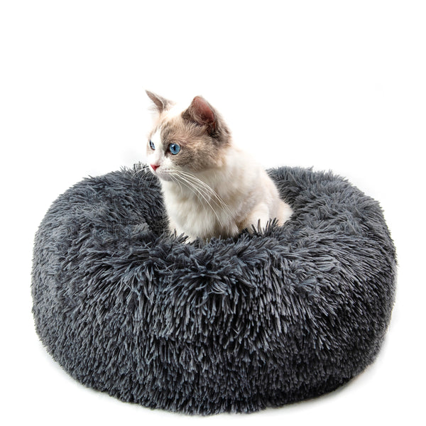 Pet Beds For Cats Anti Anxiety Fluffy Dog Bed Cuddler With Anti-Slip & Water-Resistant Bottom Washable Calming Dog Bed For Small Medium Pets